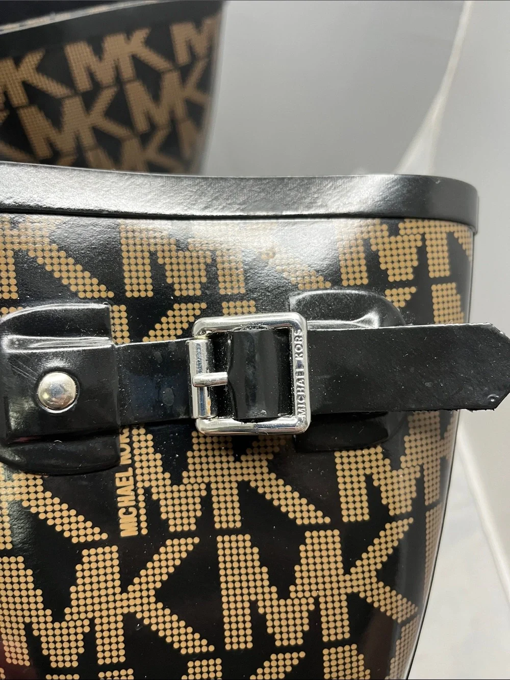 Michael Kors Signature MK Logo Rain Boots with Side Buckle - Size 6